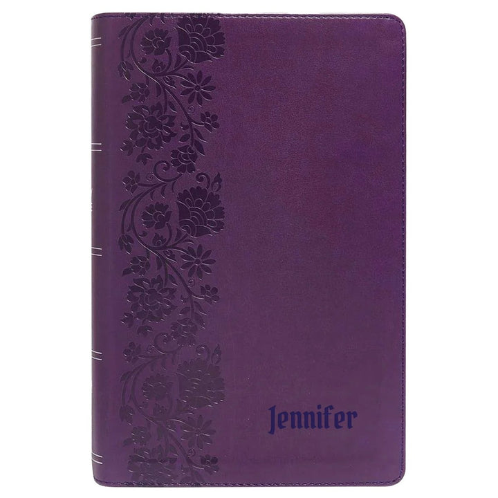 NKJV Purple Standard Size Holy Bible Large Print | Lay Flat Floral - Shepherds Shelf