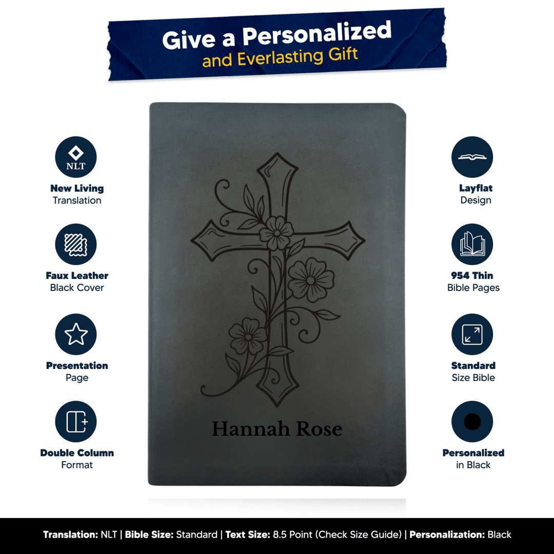 NLT Black Standard Size Thinline Holy Bible Small Print | Blessed Collection - Shepherds Shelf
