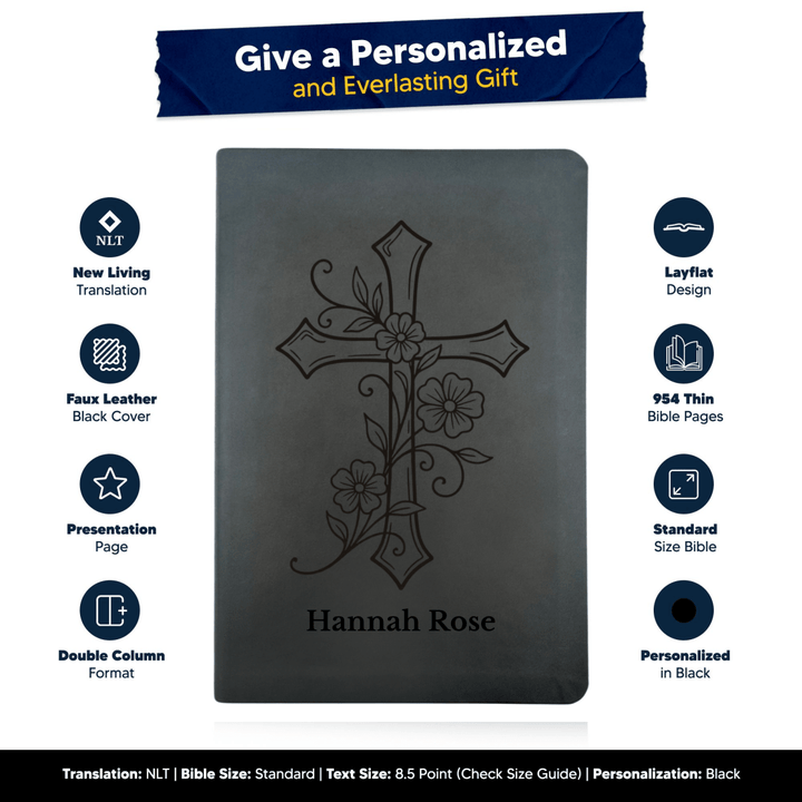 NLT Black Standard Size Thinline Holy Bible Small Print | Blessed Collection - Shepherds Shelf