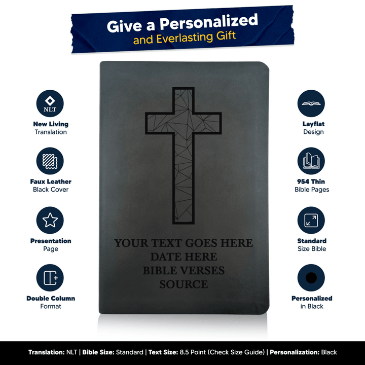 NLT Black Standard Size Thinline Holy Bible Small Print | Blessings Collection - Shepherds Shelf