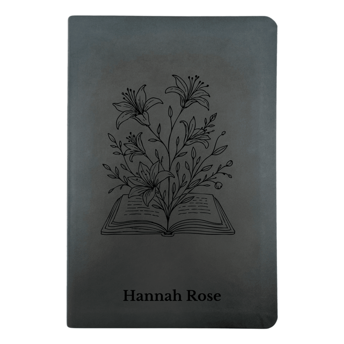 NLT Black Standard Size Thinline Holy Bible Small Print | Blooming Flowers