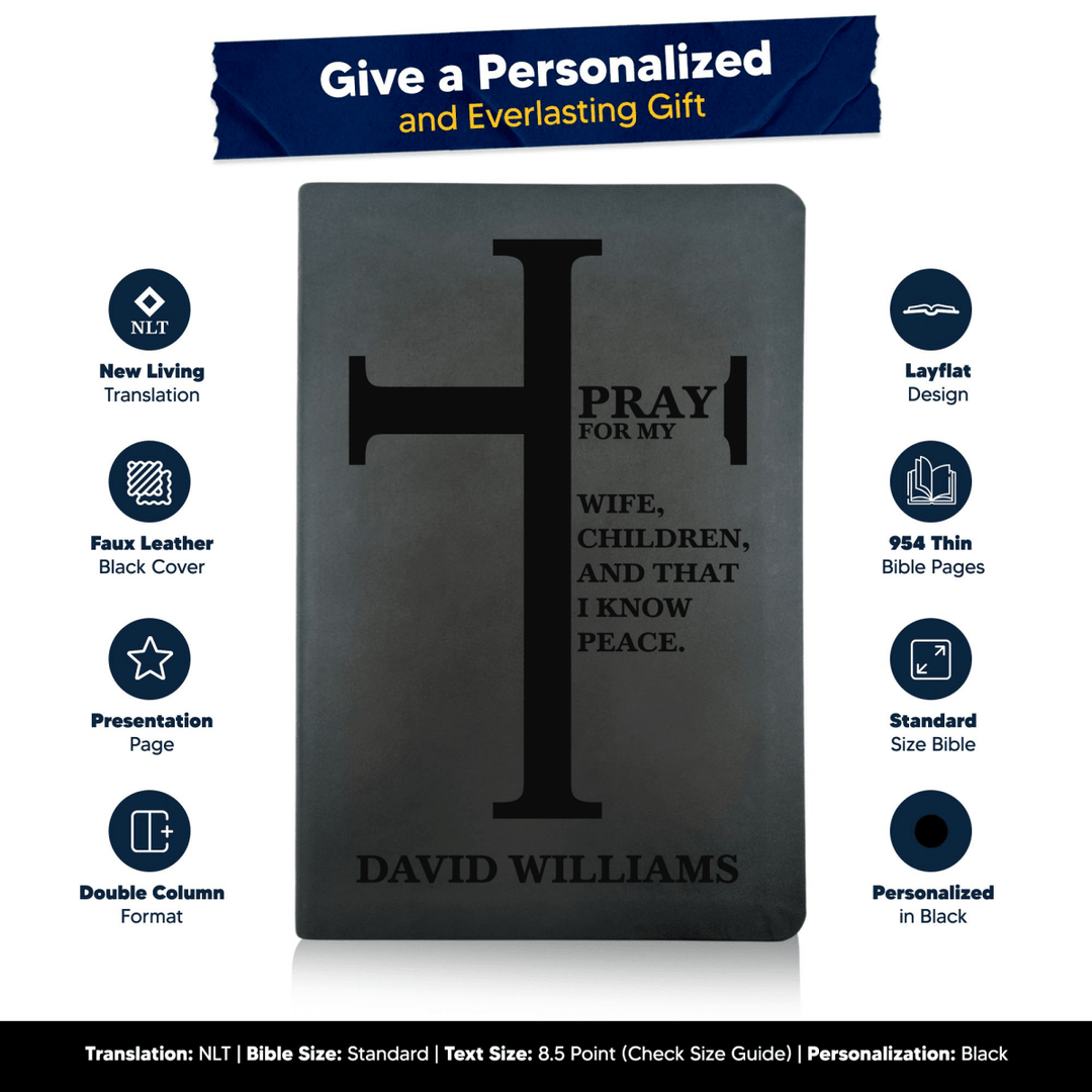 NLT Black Standard Size Thinline Holy Bible Small Print | Bold Cross - Shepherds Shelf