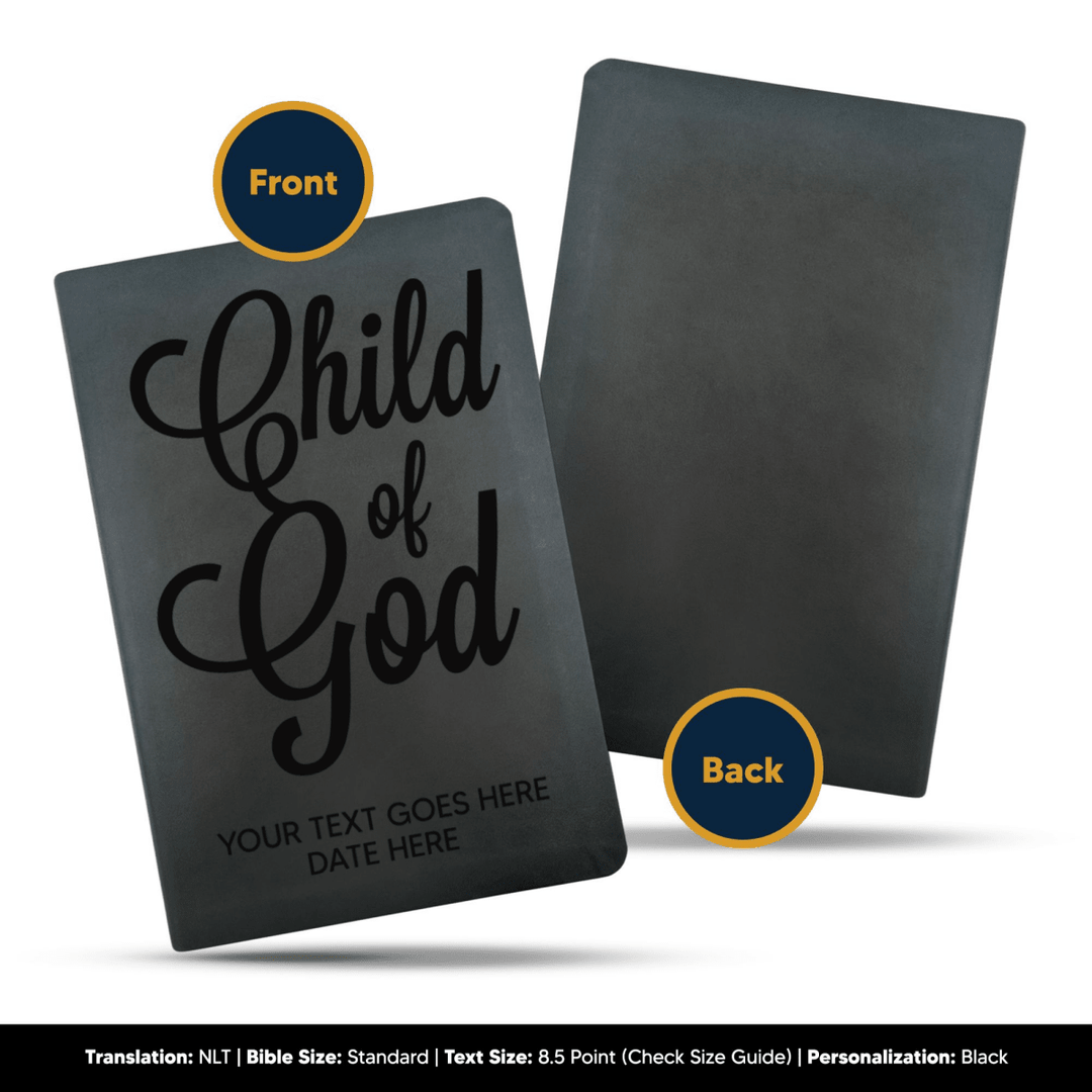 NLT Black Standard Size Thinline Holy Bible Small Print | Child of God - Shepherds Shelf