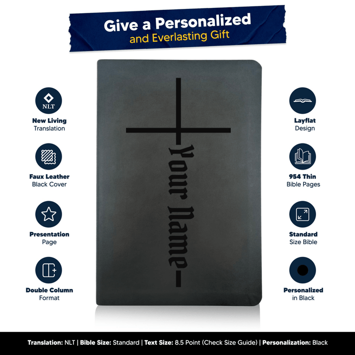 NLT Black Standard Size Thinline Holy Bible Small Print | Christian Collection - Shepherds Shelf