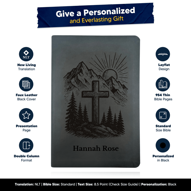NLT Black Standard Size Thinline Holy Bible Small Print | Cross Collection