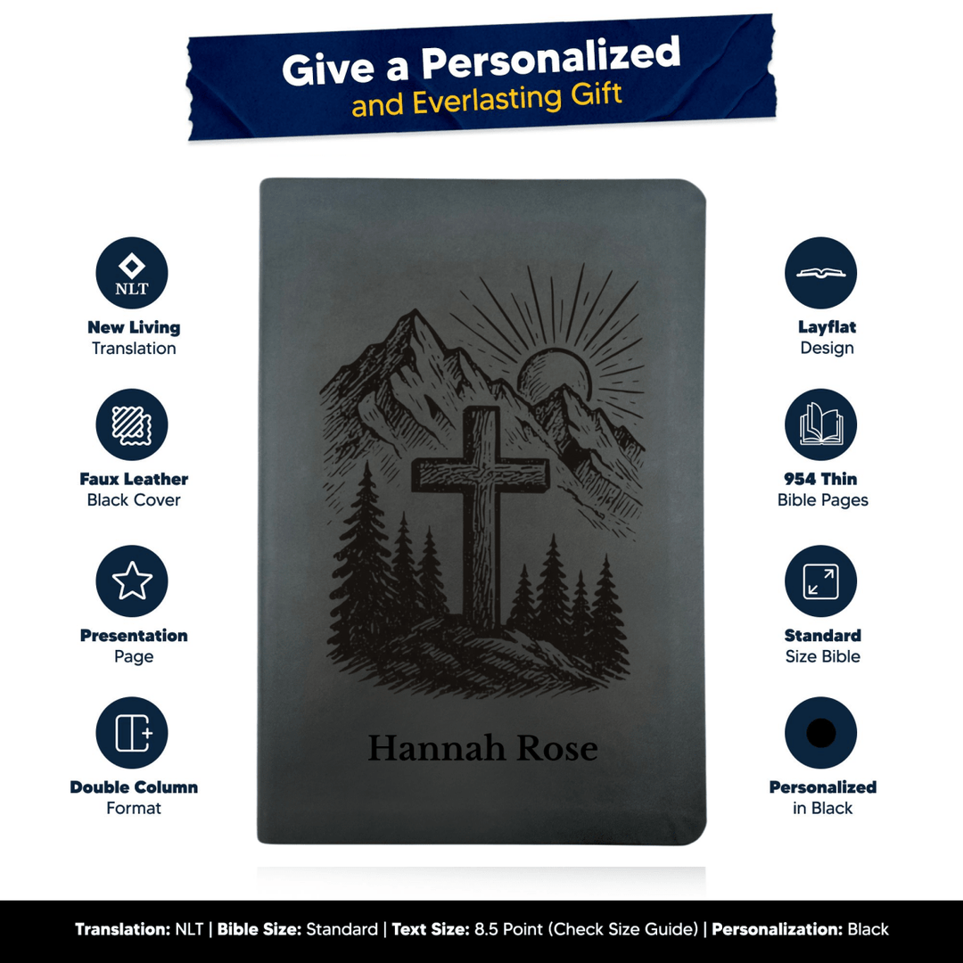 NLT Black Standard Size Thinline Holy Bible Small Print | Cross Collection - Shepherds Shelf