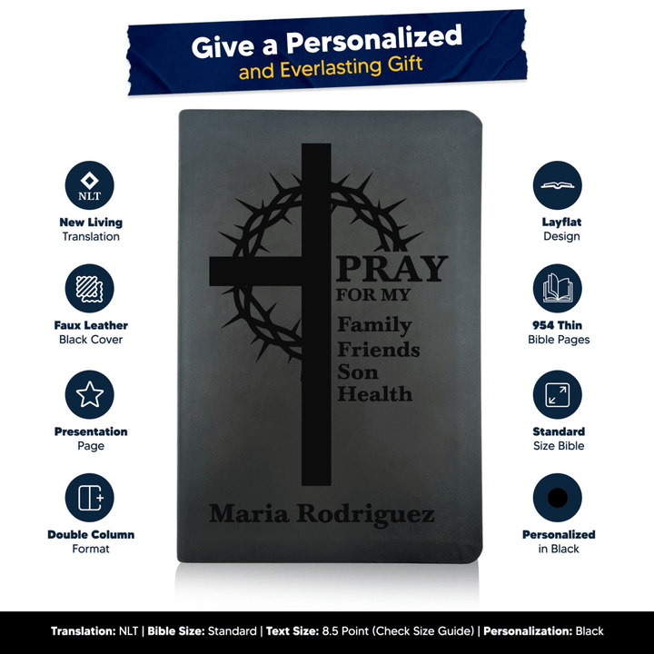 NLT Black Standard Size Thinline Holy Bible Small Print | Crown of Thorns - Shepherds Shelf