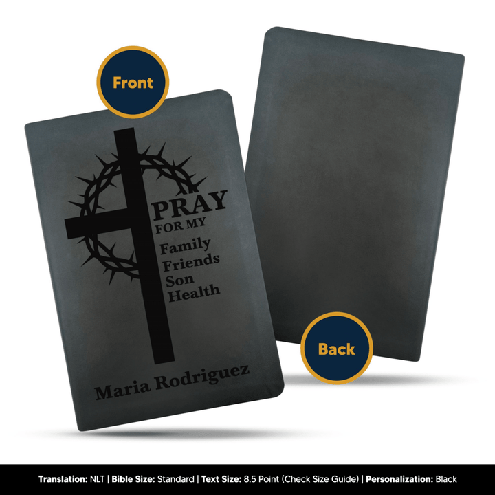 NLT Black Standard Size Thinline Holy Bible Small Print | Crown of Thorns - Shepherds Shelf