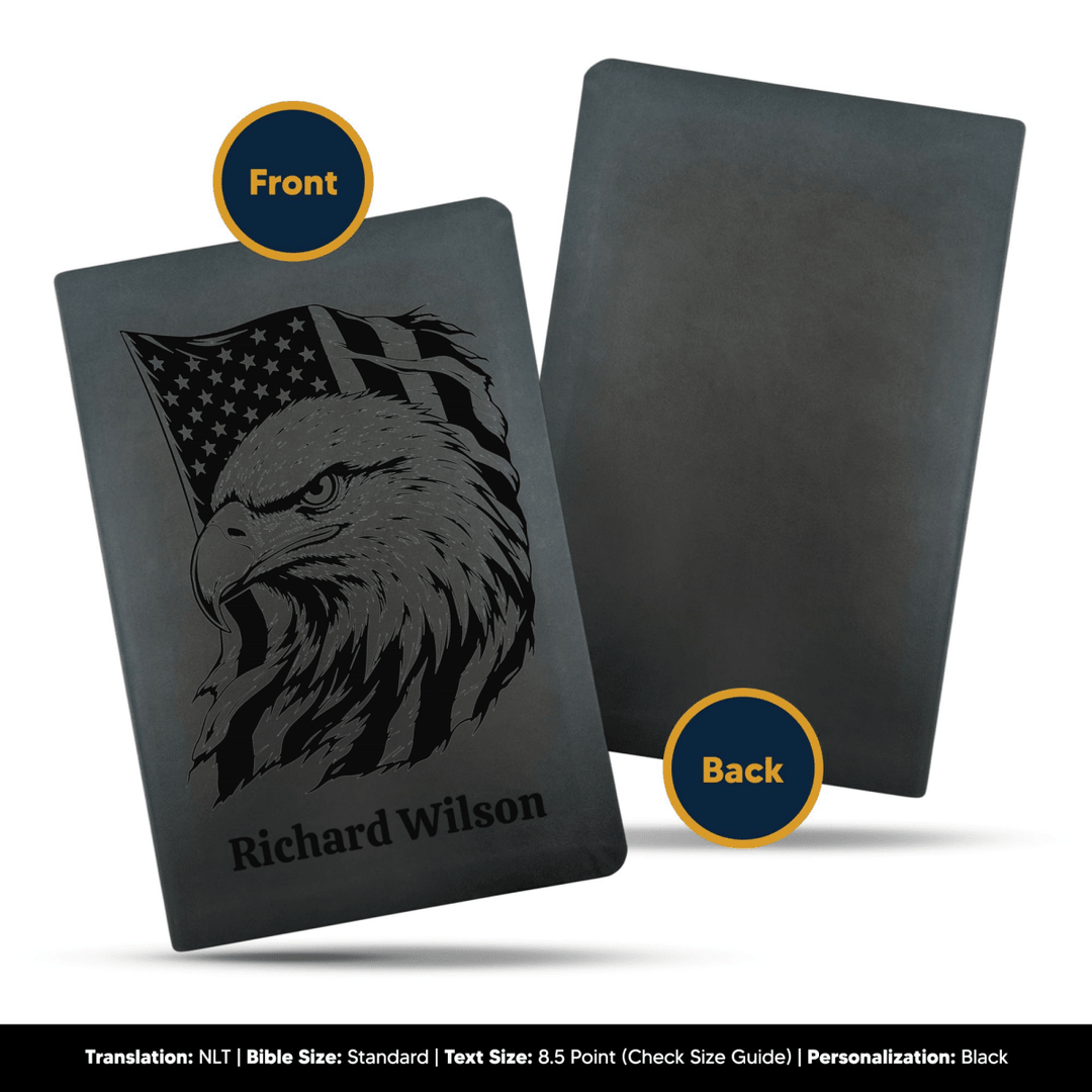 NLT Black Standard Size Thinline Holy Bible Small Print | Fearless Eagle - Shepherds Shelf