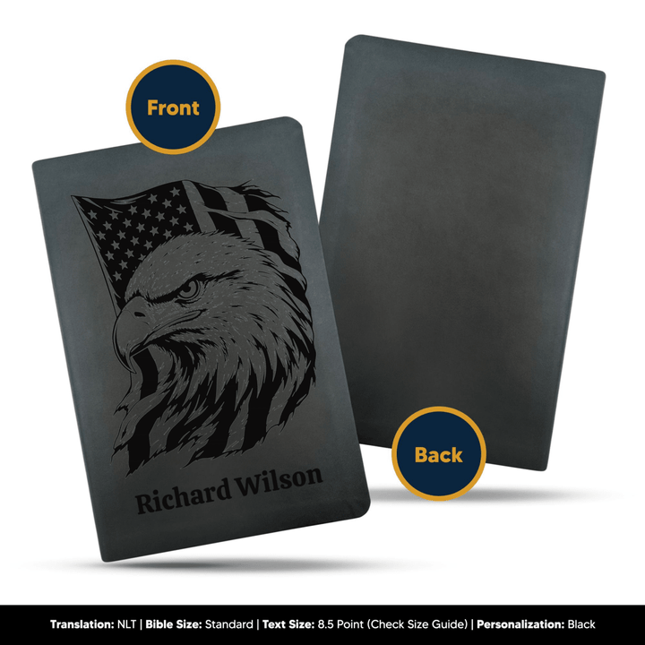 NLT Black Standard Size Thinline Holy Bible Small Print | Fearless Eagle - Shepherds Shelf