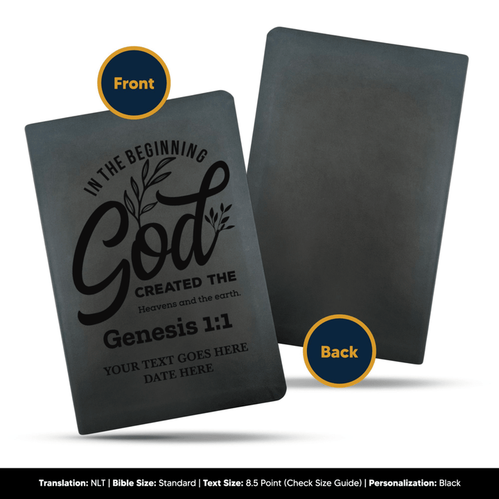 NLT Black Standard Size Thinline Holy Bible Small Print | Genesis 1:1 - Shepherds Shelf