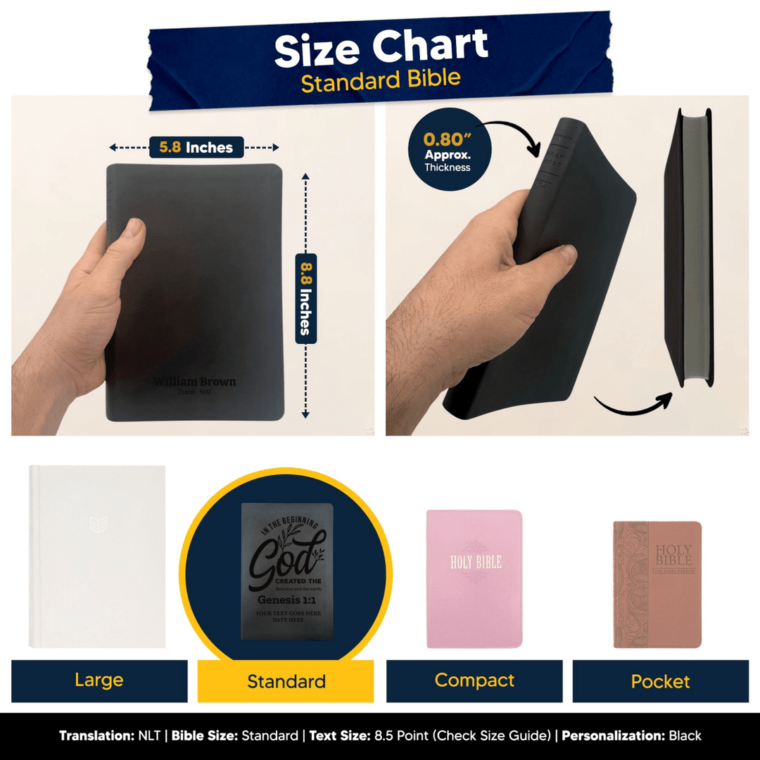 NLT Black Standard Size Thinline Holy Bible Small Print | Genesis 1:1 - Shepherds Shelf