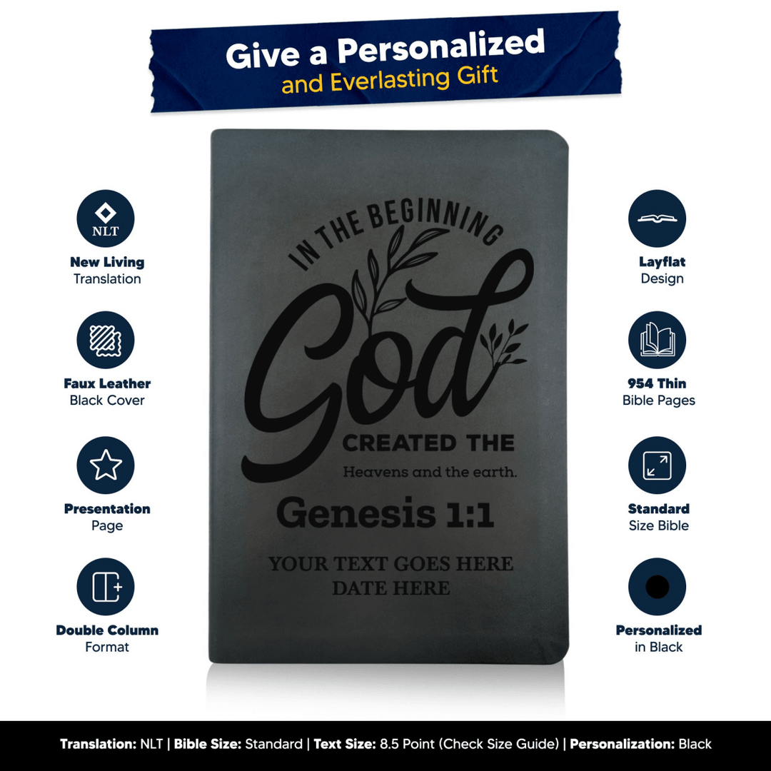 NLT Black Standard Size Thinline Holy Bible Small Print | Genesis 1:1 - Shepherds Shelf