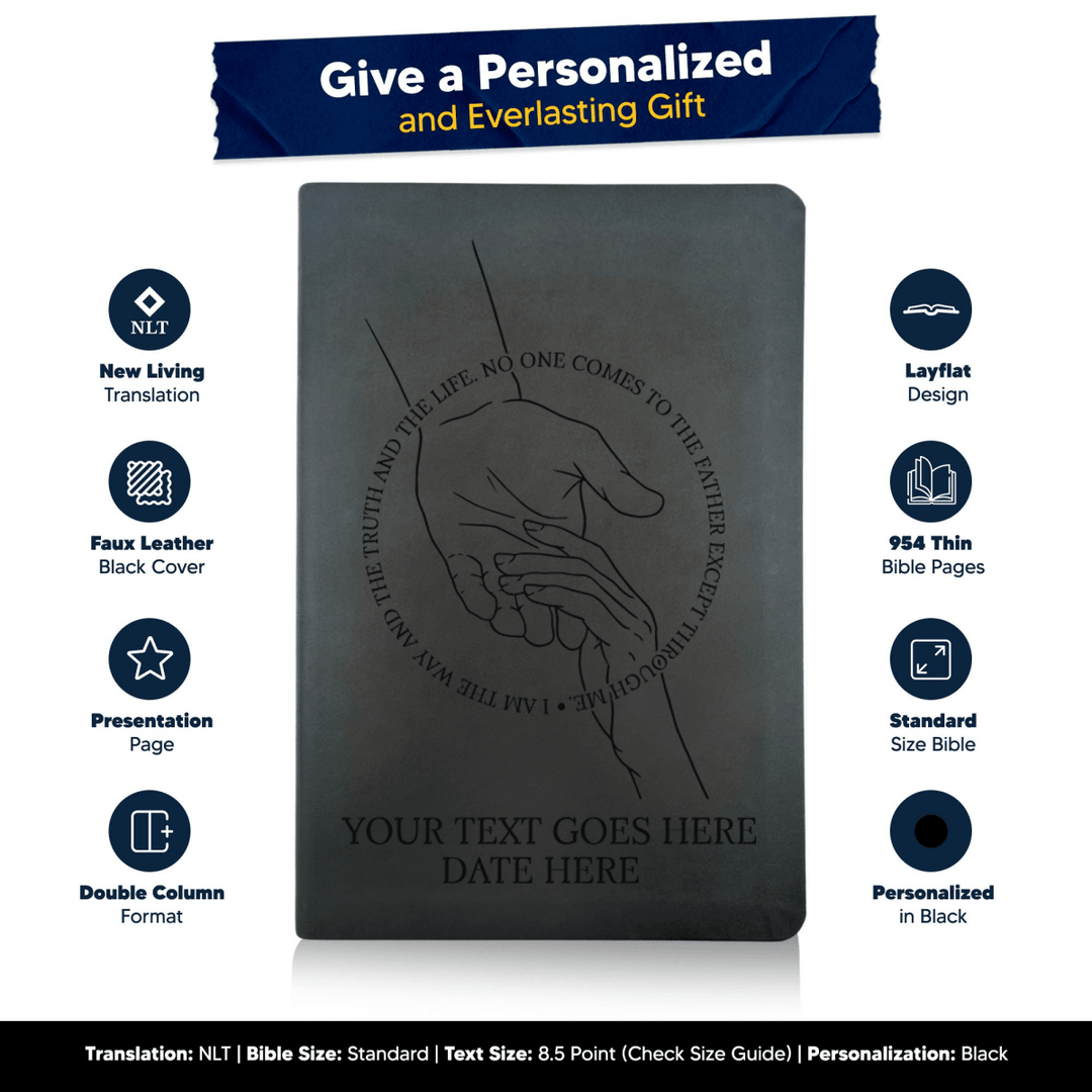 NLT Black Standard Size Thinline Holy Bible Small Print | Helping Hand - Shepherds Shelf