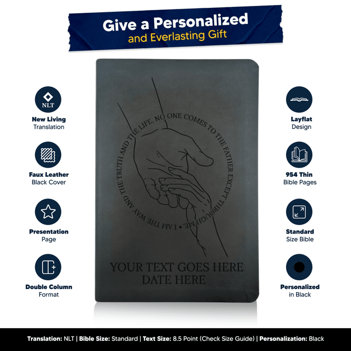 NLT Black Standard Size Thinline Holy Bible Small Print | Helping Hand - Shepherds Shelf
