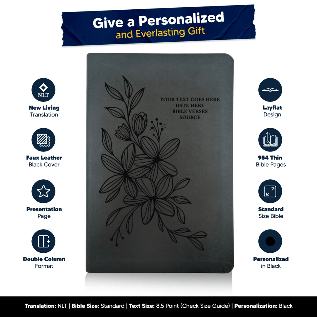 NLT Black Standard Size Thinline Holy Bible Small Print | Hyacinth - Shepherds Shelf