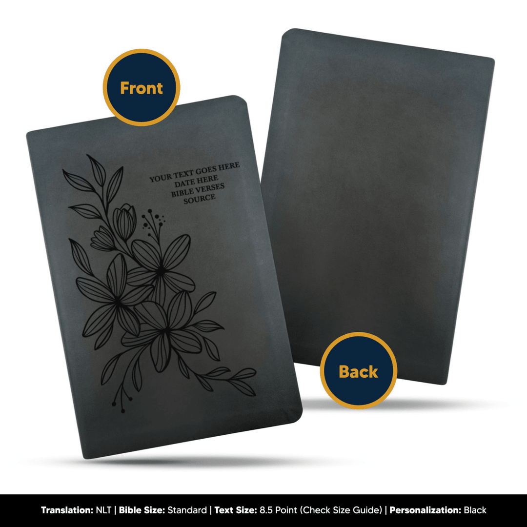 NLT Black Standard Size Thinline Holy Bible Small Print | Hyacinth - Shepherds Shelf