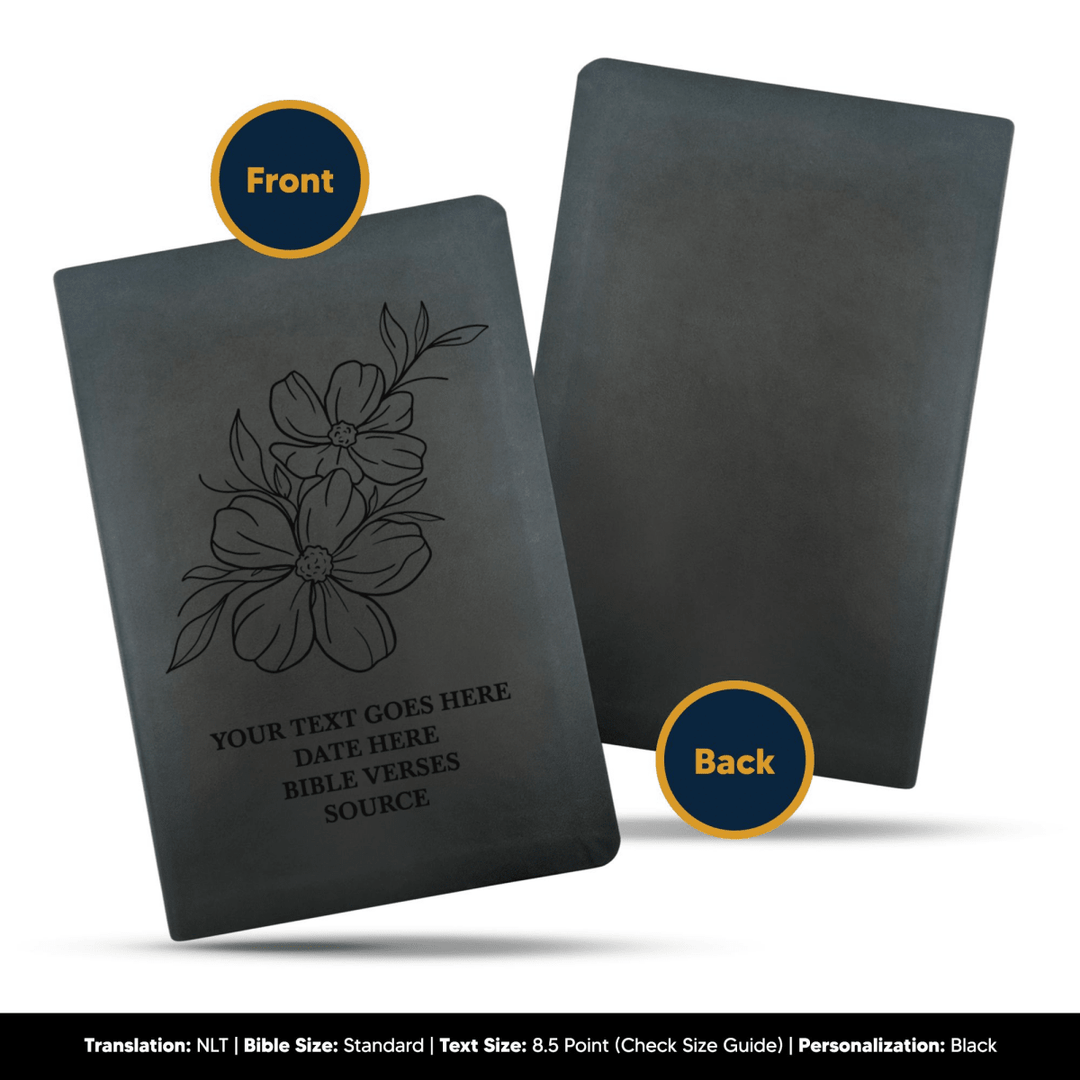 NLT Black Standard Size Thinline Holy Bible Small Print | Jasmine - Shepherds Shelf