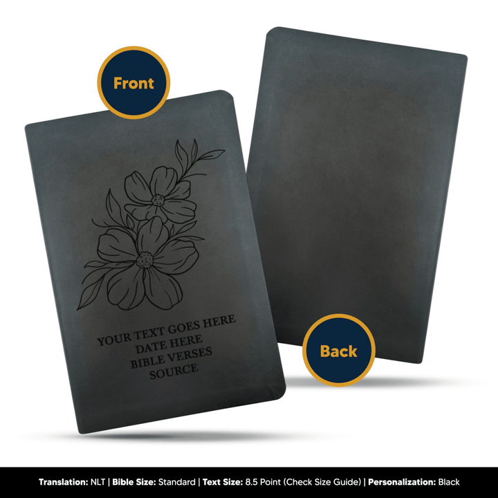 NLT Black Standard Size Thinline Holy Bible Small Print | Jasmine - Shepherds Shelf