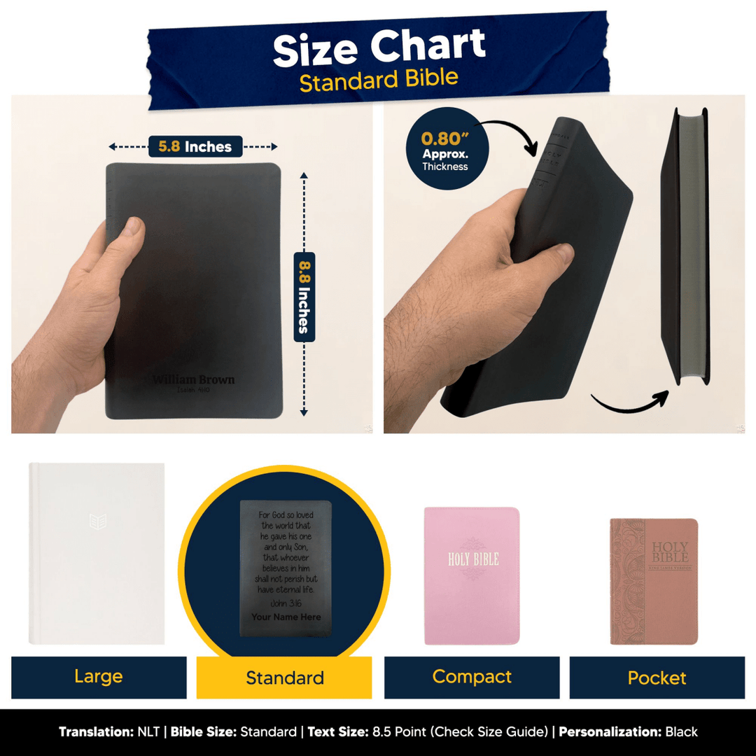 NLT Black Standard Size Thinline Holy Bible Small Print | John 3:16 Study 1 - Shepherds Shelf