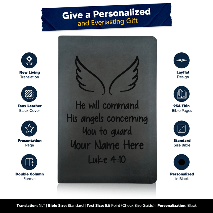 NLT Black Standard Size Thinline Holy Bible Small Print | Luke 4:10 - Shepherds Shelf