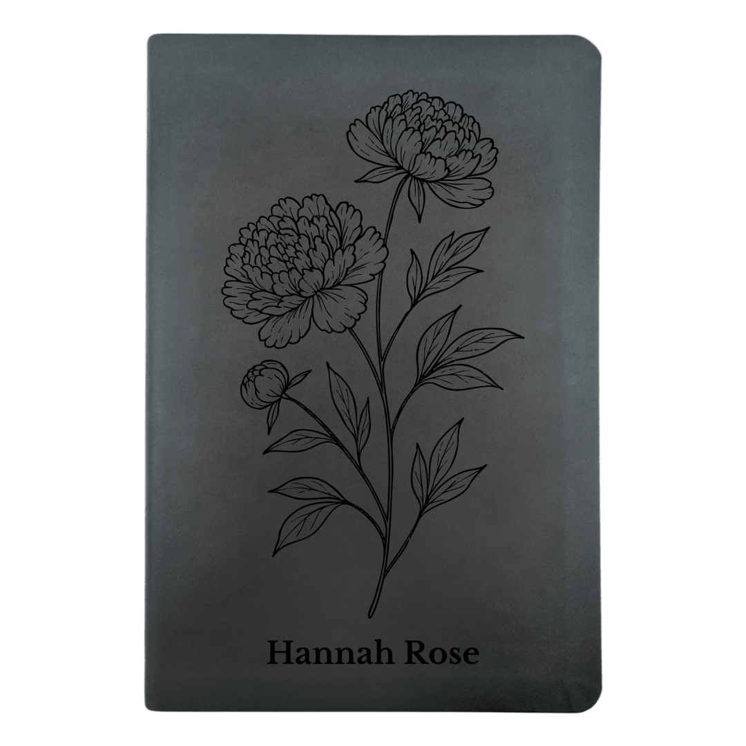 NLT Black Standard Size Thinline Holy Bible Small Print | Peony White Flower - Shepherds Shelf