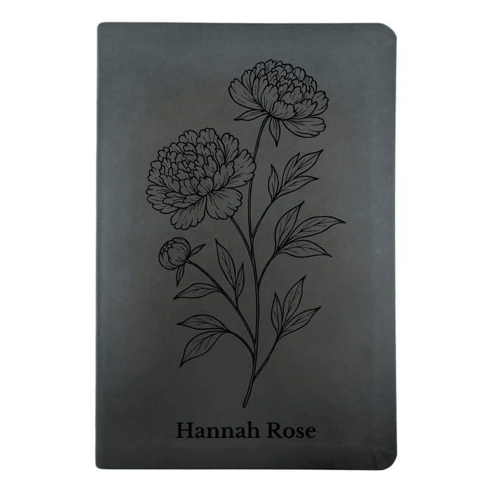NLT Black Standard Size Thinline Holy Bible Small Print | Peony White Flower