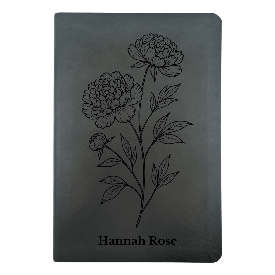 NLT Black Standard Size Thinline Holy Bible Small Print | Peony White Flower - Shepherds Shelf