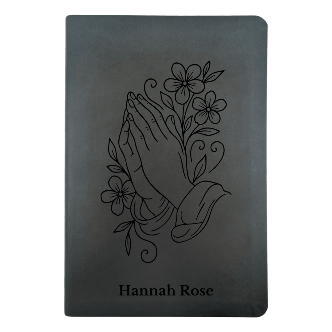 NLT Black Standard Size Thinline Holy Bible Small Print | Praying Hand With Flowers - Shepherds Shelf