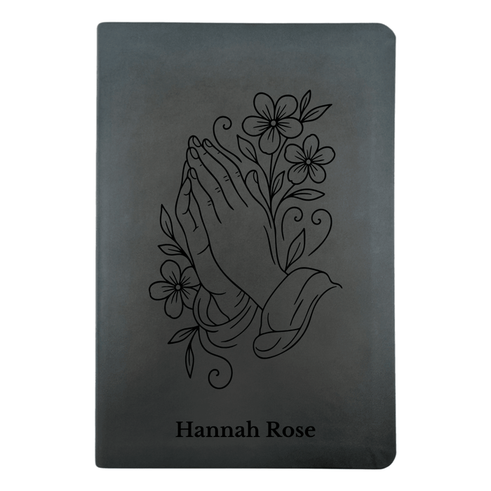 NLT Black Standard Size Thinline Holy Bible Small Print | Praying Hand With Flowers
