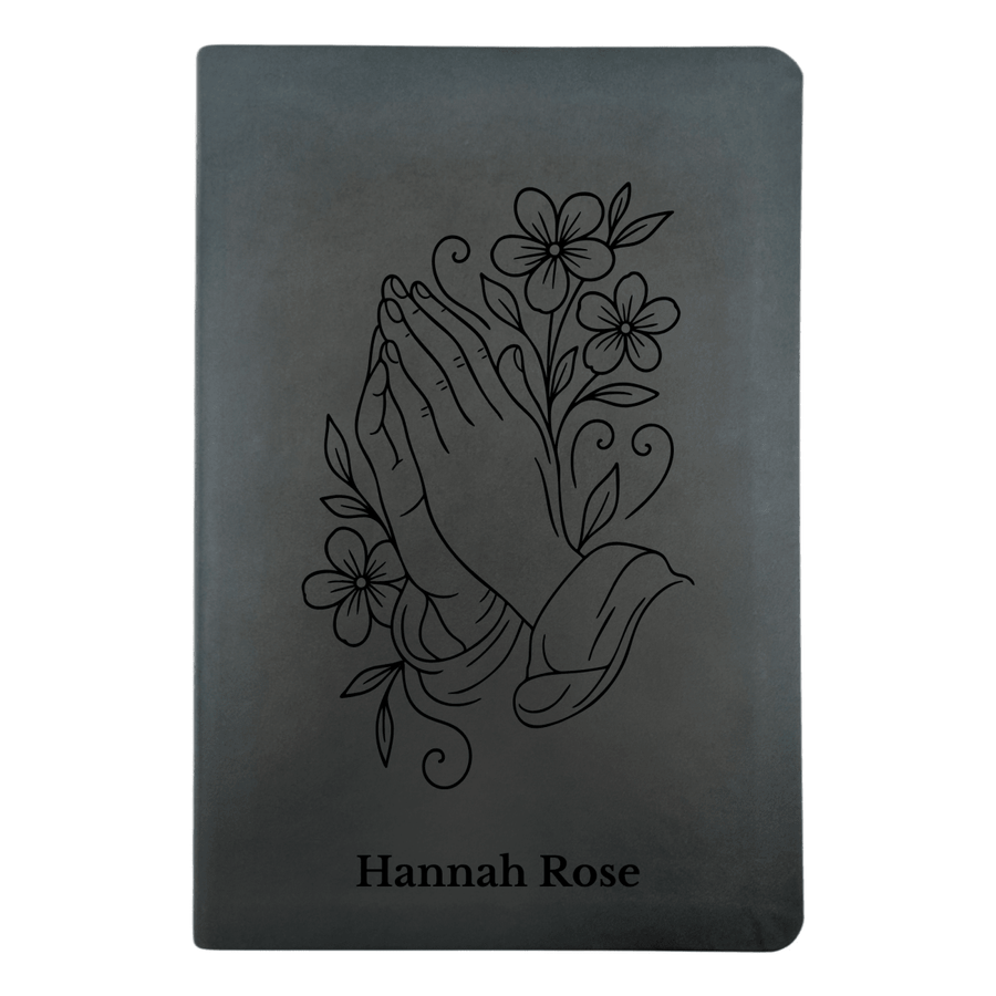 NLT Black Standard Size Thinline Holy Bible Small Print | Praying Hand With Flowers - Shepherds Shelf