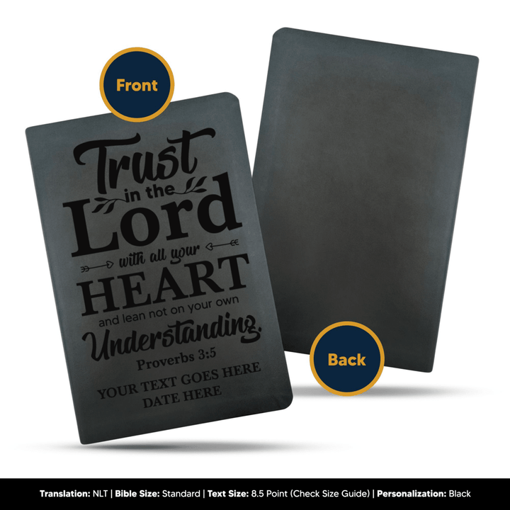 NLT Black Standard Size Thinline Holy Bible Small Print | Proverbs 3:5 - Shepherds Shelf