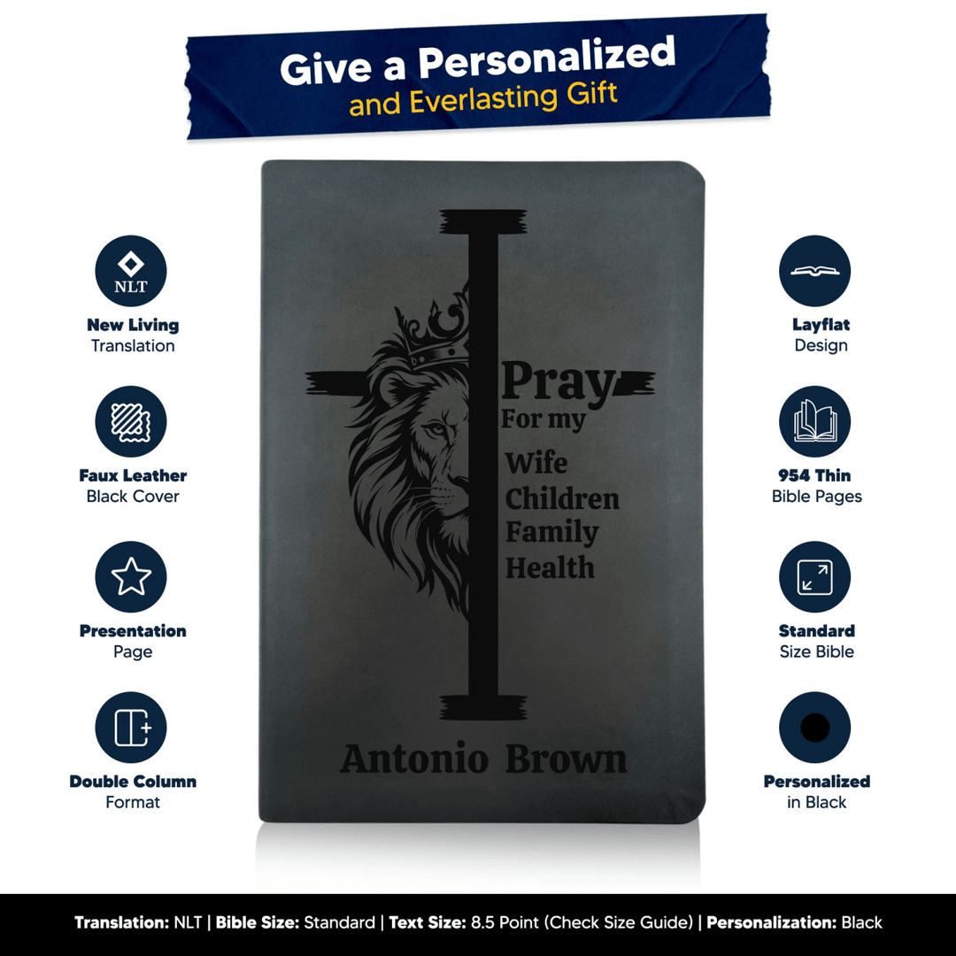 NLT Black Standard Size Thinline Holy Bible Small Print | Regal Lion Cross - Shepherds Shelf