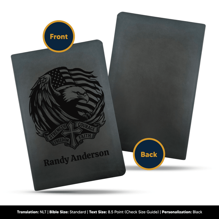 NLT Black Standard Size Thinline Holy Bible Small Print | Strength & Courage - Shepherds Shelf