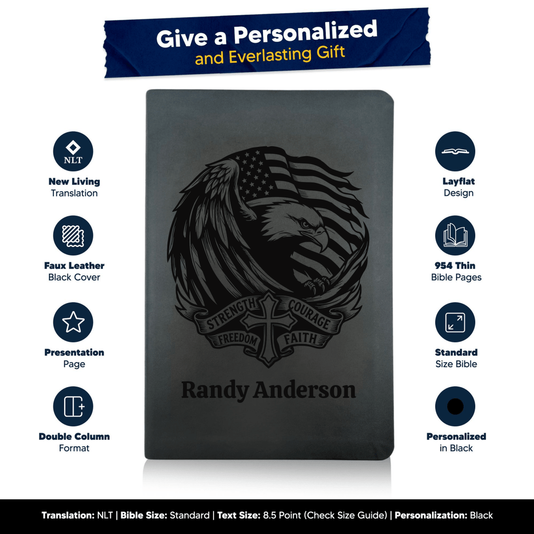 NLT Black Standard Size Thinline Holy Bible Small Print | Strength & Courage - Shepherds Shelf