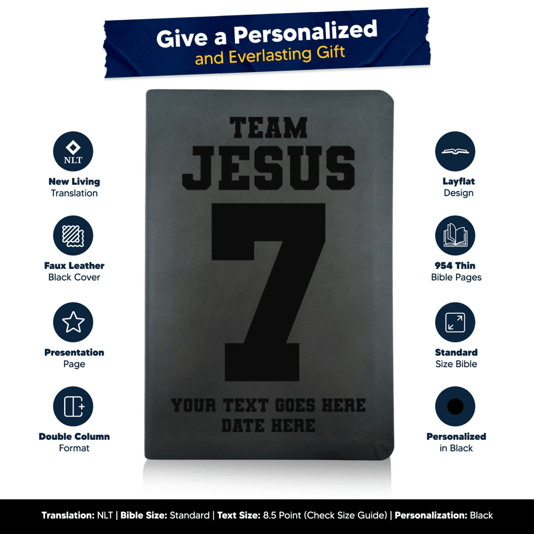 NLT Black Standard Size Thinline Holy Bible Small Print | Team Jesus - Shepherds Shelf