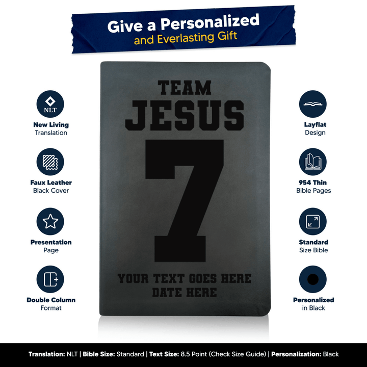 NLT Black Standard Size Thinline Holy Bible Small Print | Team Jesus - Shepherds Shelf