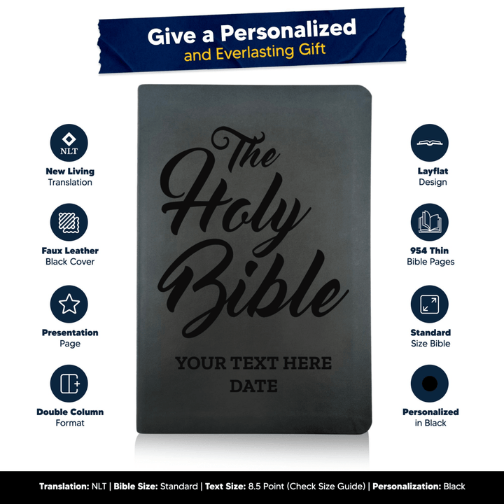 NLT Black Standard Size Thinline Holy Bible Small Print | The Holy Bible - Shepherds Shelf