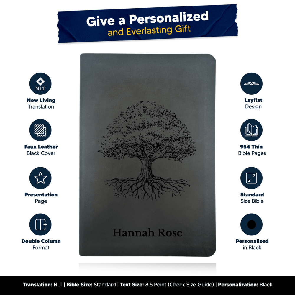 NLT Black Standard Size Thinline Holy Bible Small Print | Tree of Life II - Shepherds Shelf
