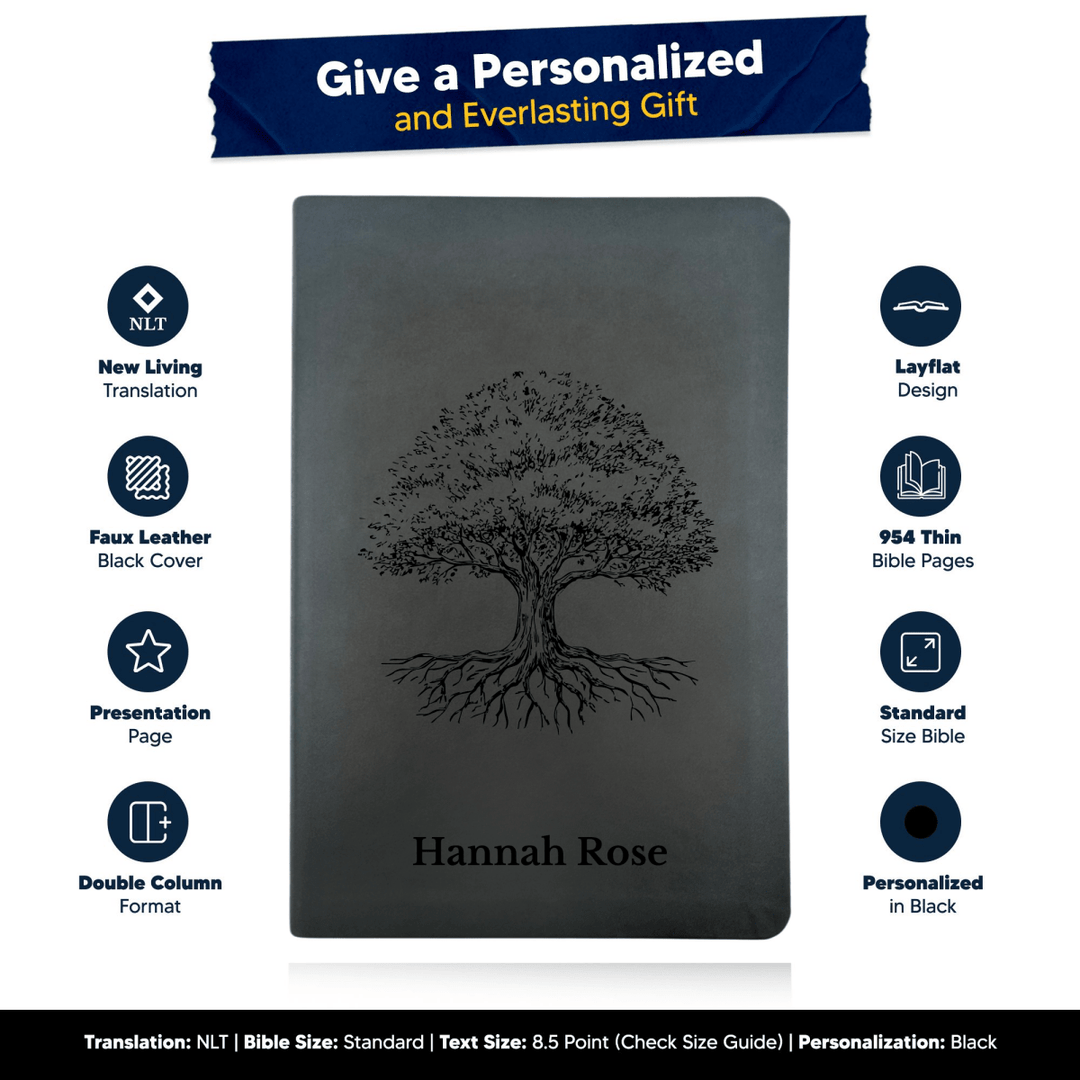 NLT Black Standard Size Thinline Holy Bible Small Print | Tree of Life II - Shepherds Shelf