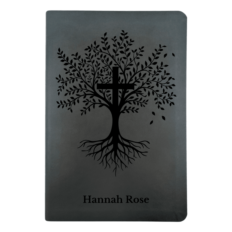 NLT Black Standard Size Thinline Holy Bible Small Print | Trees with Cross