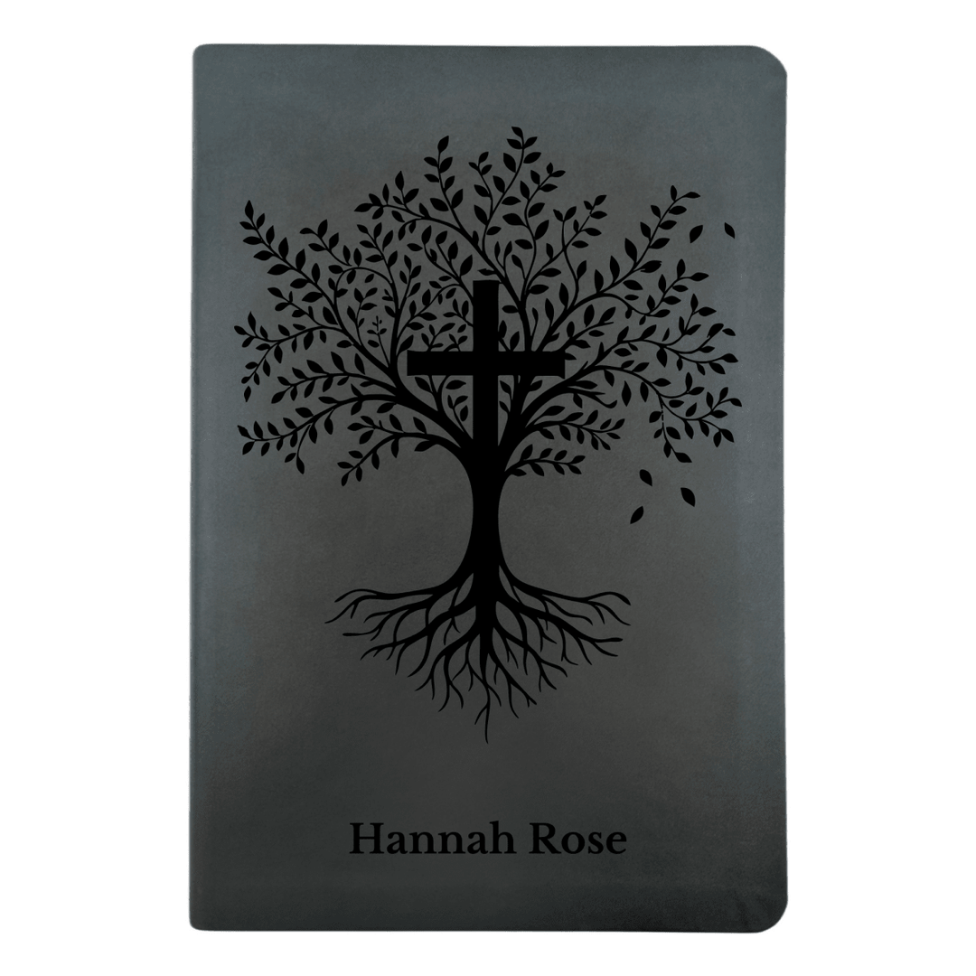 NLT Black Standard Size Thinline Holy Bible Small Print | Trees with Cross - Shepherds Shelf