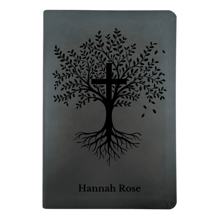 NLT Black Standard Size Thinline Holy Bible Small Print | Trees with Cross - Shepherds Shelf