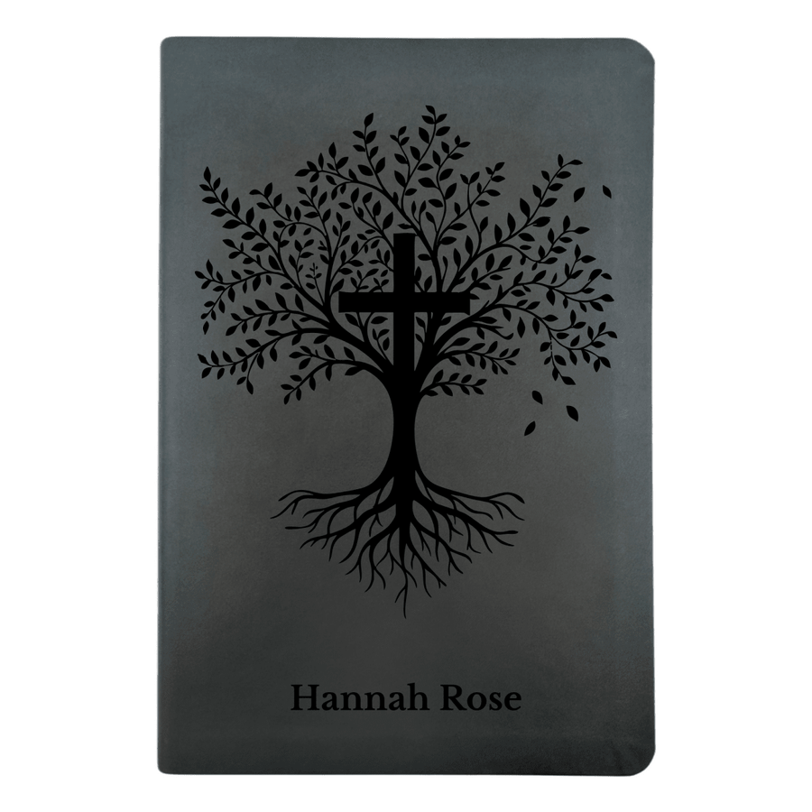 NLT Black Standard Size Thinline Holy Bible Small Print | Trees with Cross - Shepherds Shelf