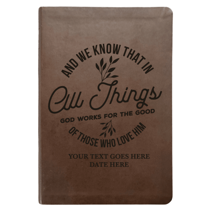 NLT Brown Standard Size Thinline Holy Bible Small Print | All Things God Works For Good - Shepherds Shelf