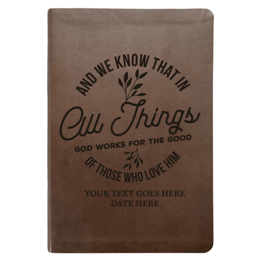 NLT Brown Standard Size Thinline Holy Bible Small Print | All Things God Works For Good - Shepherds Shelf