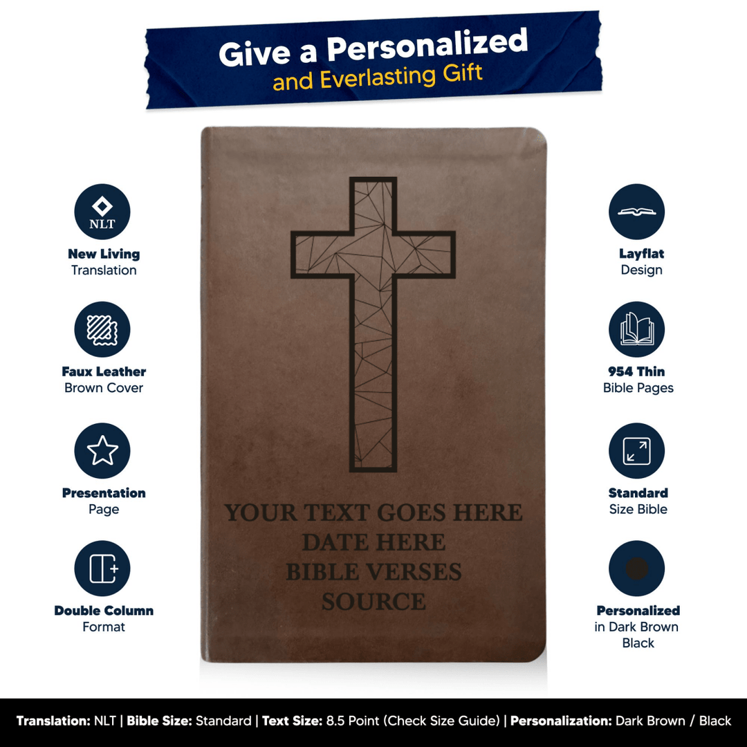 NLT Brown Standard Size Thinline Holy Bible Small Print | Blessings Collection - Shepherds Shelf
