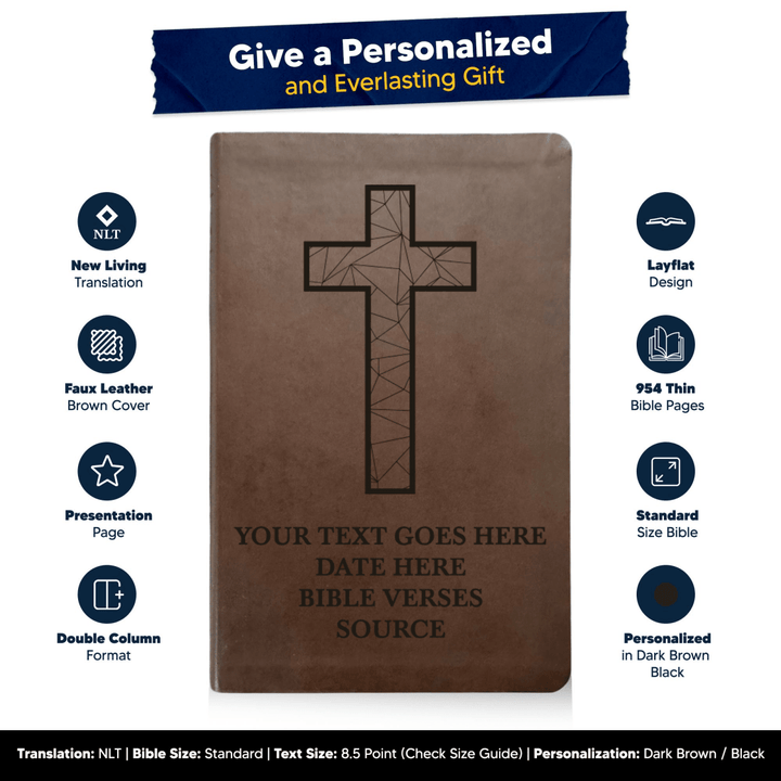 NLT Brown Standard Size Thinline Holy Bible Small Print | Blessings Collection - Shepherds Shelf