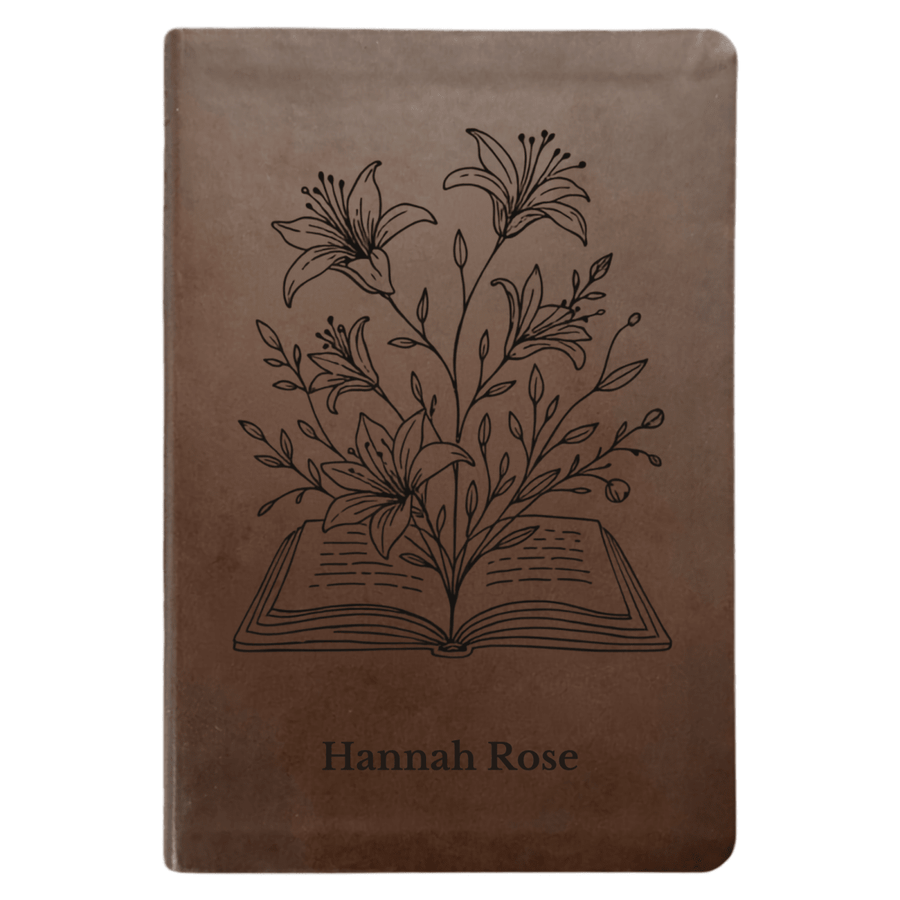 NLT Brown Standard Size Thinline Holy Bible Small Print | Blooming Flowers - Shepherds Shelf
