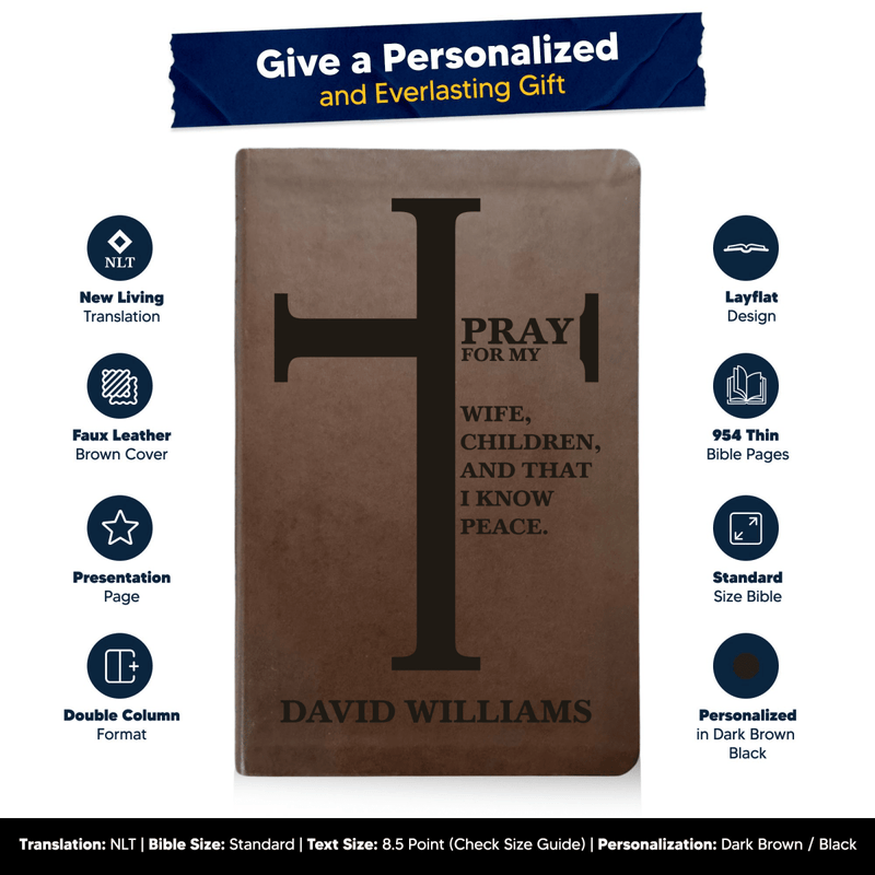 NLT Brown Standard Size Thinline Holy Bible Small Print | Bold Cross